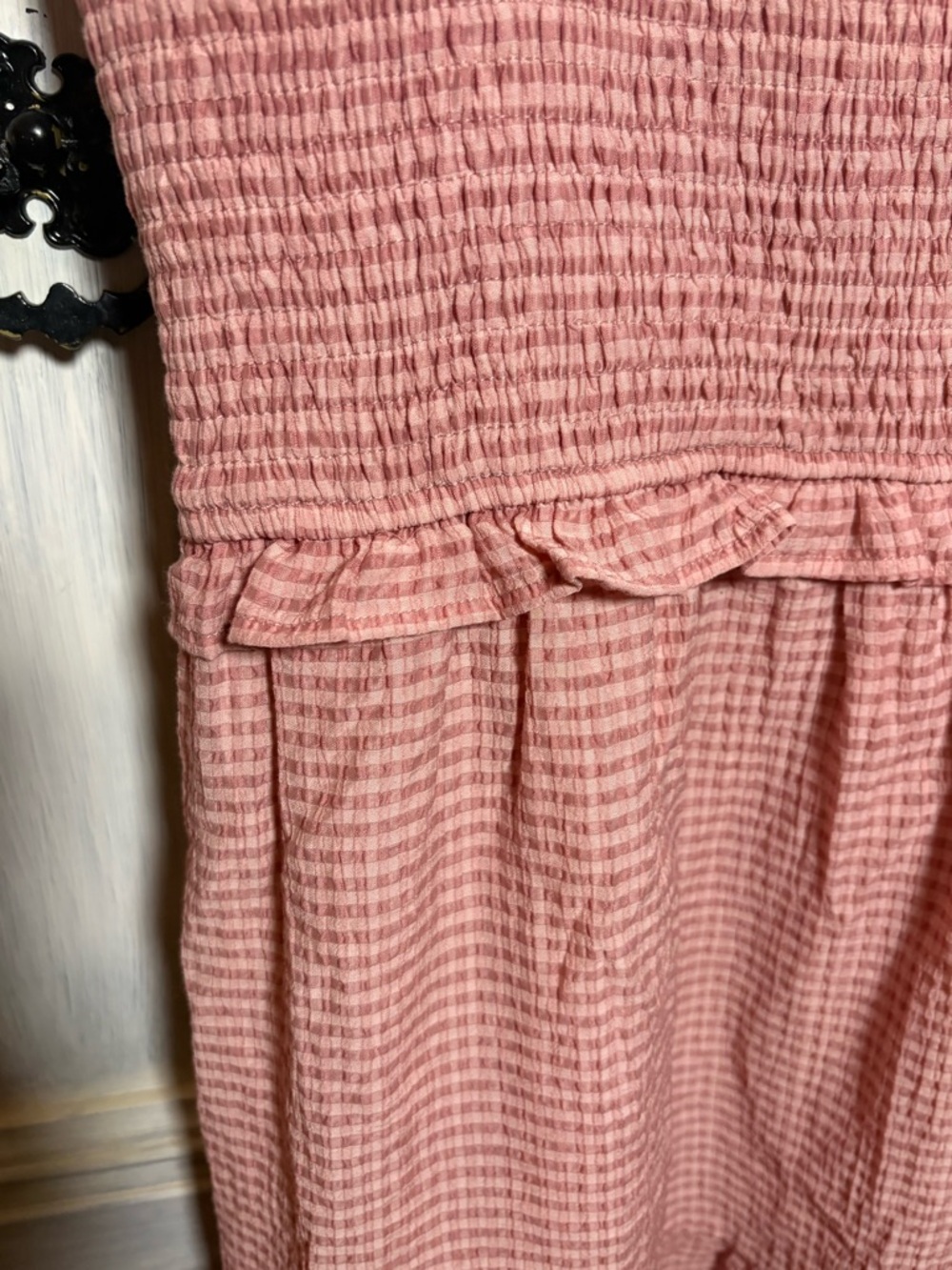 Altar’d State Pink Gingham Plaid Ruffle Babydoll Mini Dress Cottagecore Dainty - Picture 5 of 7